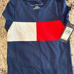 Tommy Hilfiger Blue and Red Short Sleeve Tee
